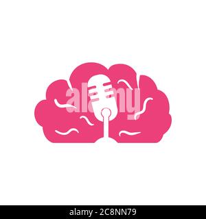 microphone brain vector design template illustration Stock Vector