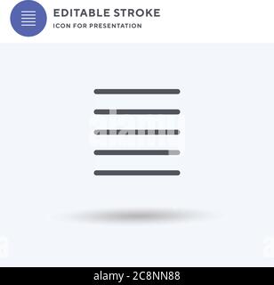 Justify icon vector, filled flat sign, solid pictogram isolated on white, logo illustration. Justify icon for presentation. Stock Vector
