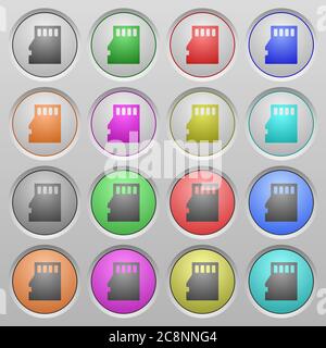 Set of micro SD memory card plastic sunk spherical buttons. Stock Vector