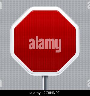 Vector illustration. Stop signal. Traffic road signal with reflective texture. Isolated. Stock Vector