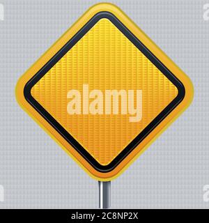 Vector illustration. Warning signal. Traffic road signal with reflective texture. Isolated. Stock Vector