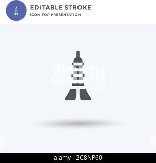 Tokyo icon vector, filled flat sign, solid pictogram isolated on white, logo illustration. Tokyo icon for presentation. Stock Vector