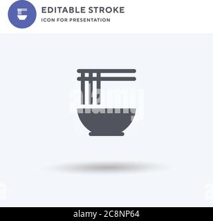 Noodles icon vector, filled flat sign, solid pictogram isolated on white, logo illustration. Noodles icon for presentation. Stock Vector