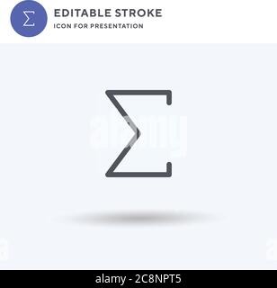 Sigma icon vector, filled flat sign, solid pictogram isolated on white, logo illustration. Sigma icon for presentation. Stock Vector