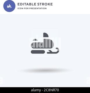 Snowmobile icon vector, filled flat sign, solid pictogram isolated on white, logo illustration. Snowmobile icon for presentation. Stock Vector