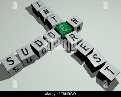 combination of sudden interest built by cubic letters from the top perspective, excellent for the concept presentation. surprised and attack. 3D illustration Stock Photo