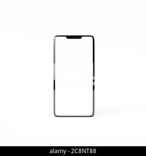 3D illustration of smart phone isolated on white background with blank screen. Technology advertising concept. High quality 3d illustration Stock Photo