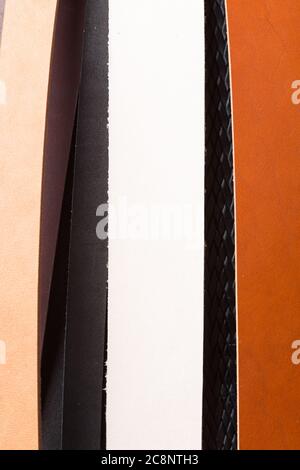Leather samples colorful background. Can be used as background in art or design projects. Stock Photo