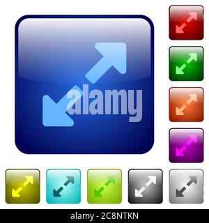 Set of color resize full glass web buttons. Stock Vector