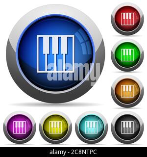 Set of round glossy Piano keyboard buttons. Arranged layer structure. Stock Vector