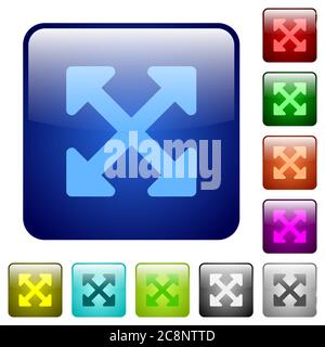 Set of color resize full alt glass web buttons. Stock Vector