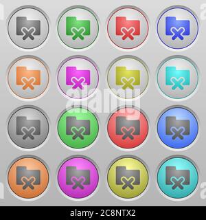 Set of folder cancel plastic sunk spherical buttons. Stock Vector
