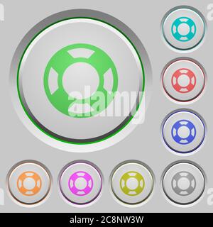 Set of color lifesaver sunk push buttons. Stock Vector