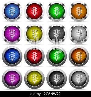 Set of Traffic light glossy web buttons. Arranged layer structure. Stock Vector