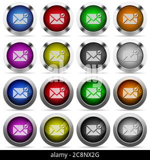 Set of Mail sent glossy web buttons. Arranged layer structure. Stock Vector