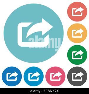Flat export icon set on round color background. Stock Vector