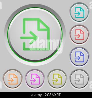Set of color import sunk push buttons. Stock Vector