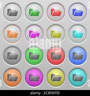 Set of Folder open plastic sunk spherical buttons. Stock Vector