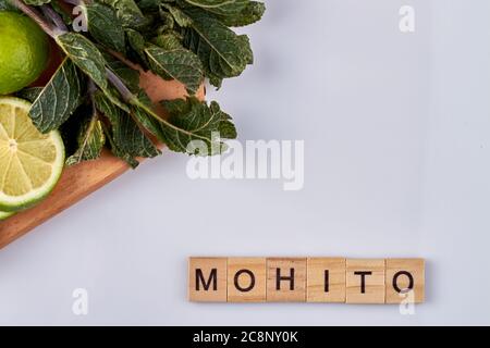 Mohito ingredients on wooden board. Stock Photo