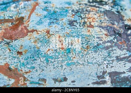 Rusty blue colored metal texture. Abstract grunge texture background Stock Photo