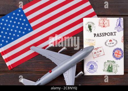 Flight to the United States concept. Stock Photo