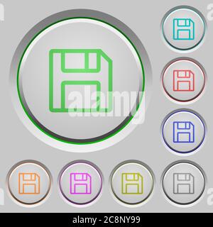 Set of color save sunk push buttons. Stock Vector