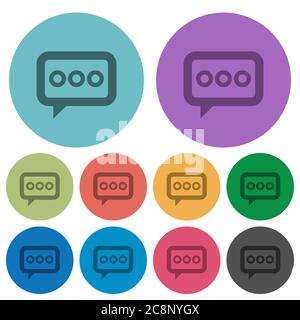 Color working chat flat icon set on round background. Stock Vector