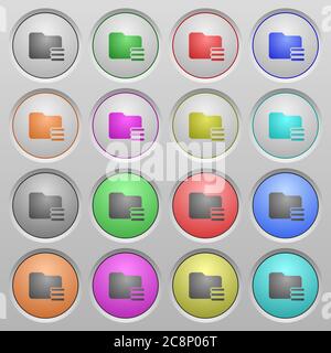 Set of Folder options plastic sunk spherical buttons. Stock Vector