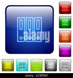 Set of color binders glass web buttons. Stock Vector