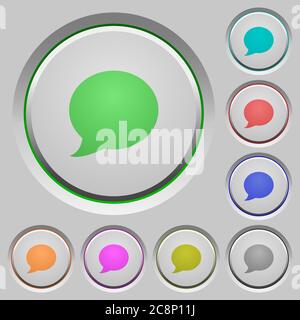 Set of color blog comment sunk push buttons. Stock Vector
