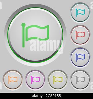 Set of color flag sunk push buttons. Stock Vector