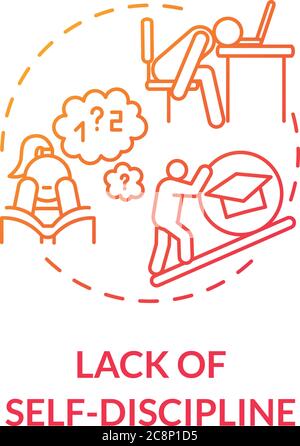Lack of self discipline concept icon. Distance education process. School work. Procrastination. Academic burnout. idea thin line illustration. Vector Stock Vector