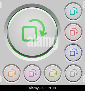 Set of color rotate element sunk push buttons. Stock Vector