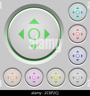 Set of color scroll sunk push buttons. Stock Vector