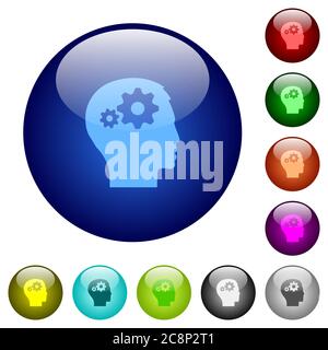 Set of color user settings glass web buttons. Stock Vector