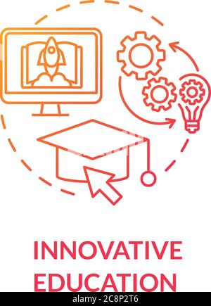 Innovative education concept icon. Online learning. Virtual classrooms. Modern technologies in education idea thin line illustration. Vector isolated Stock Vector