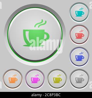 Set of color cappuccino sunk push buttons. Stock Vector