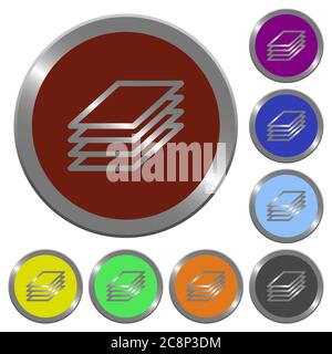 Set of color glossy coin-like printing papers buttons. Stock Vector