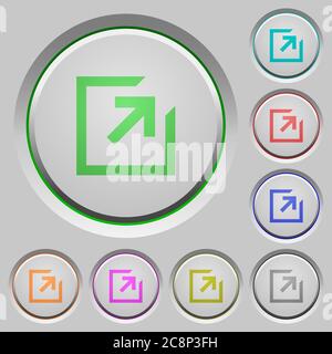 Set of color export sunk push buttons. Stock Vector
