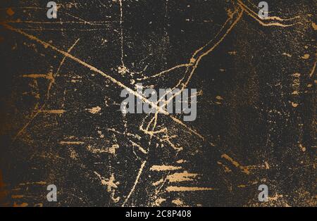 Luxury golden black metal gradient background with distressed metal plate texture. Stock Vector