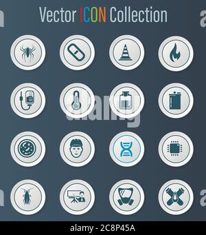 Faculty of biology icons set Stock Vector