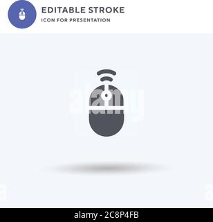 Wireless Mouse icon vector, filled flat sign, solid pictogram isolated on white, logo illustration. Wireless Mouse icon for presentation. Stock Vector
