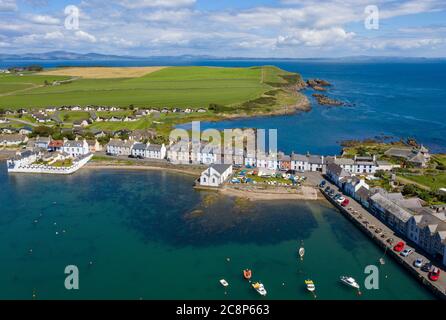 Aerial view of the Isle of Whithorn and harbour, Dumfries & Galloway, Scotland. Stock Photo