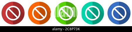 Access denied icon set, red, blue, green and orange flat design web buttons isolated on white background, vector illustration Stock Vector