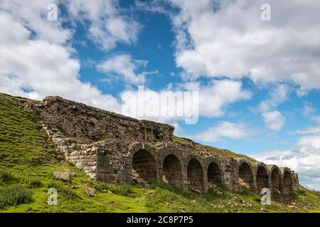 A summer, 3 shot HDR image of Bank Top Calcining Kilns from the Victorian Ironstone industry. North York Moors National Park, England. 21 July 2020 Stock Photo