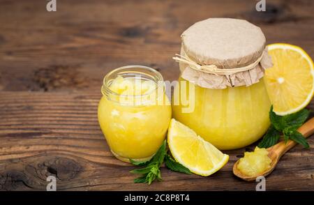 Homemade lemon jam in the jar Stock Photo