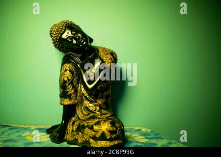 statue of lord buddha made of black stone Stock Photo