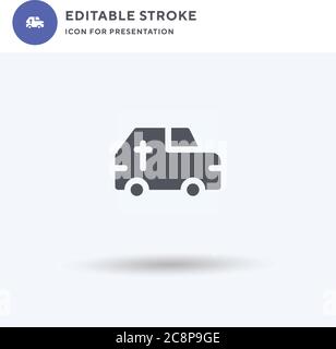 Hearse icon vector, filled flat sign, solid pictogram isolated on white, logo illustration. Hearse icon for presentation. Stock Vector
