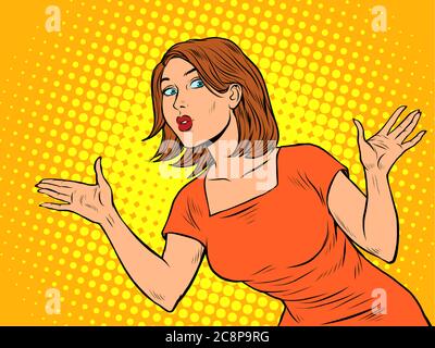 Surprised woman. Pop art retro girl Stock Vector