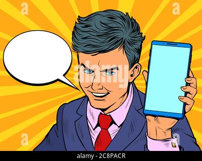 Businessman and smartphone. A man with a phone Stock Vector